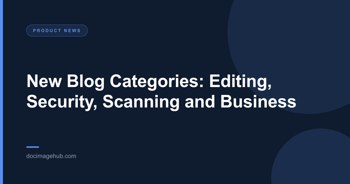New Blog Categories: Editing, Security, Scanning and Business