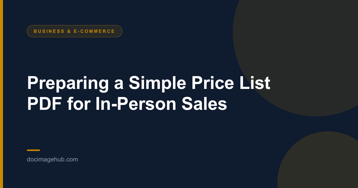 Preparing a Simple Price List PDF for In-Person Sales