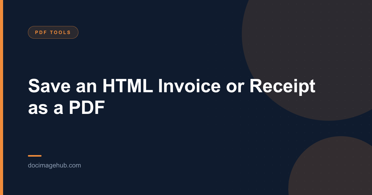 Save an HTML Invoice or Receipt as a PDF